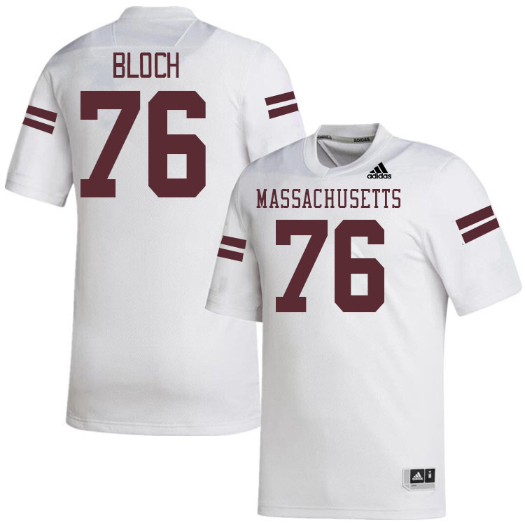 Massachusetts Minutemen #76 Riley Bloch College Football Jerseys Stitched-White